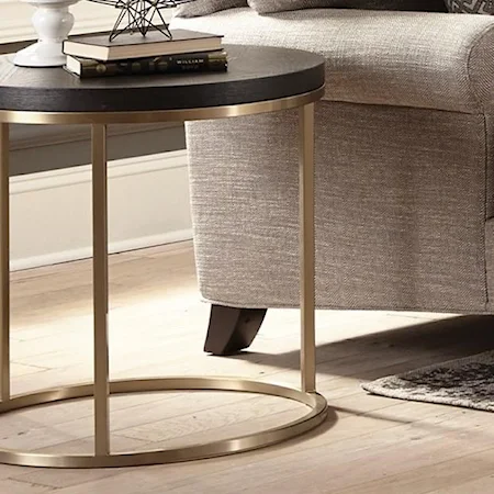 Round End Table with Metal Base